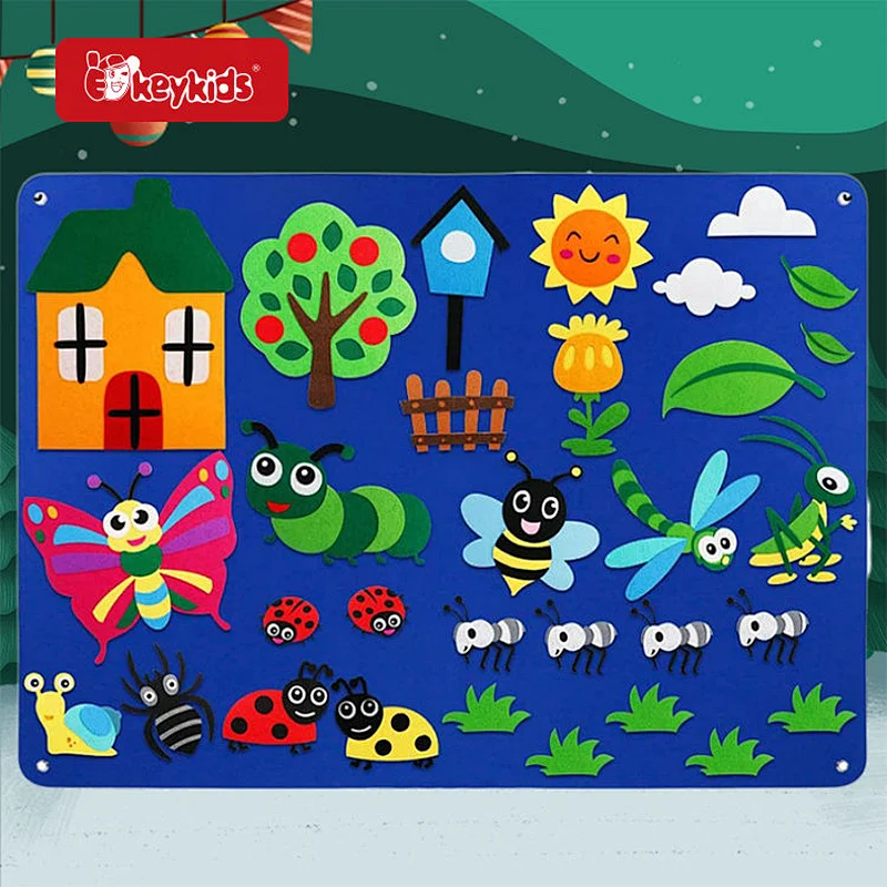 Wall Hanging Montessori Learning Toy Dinosaur Felt Story Busy Board For Kids W12D512